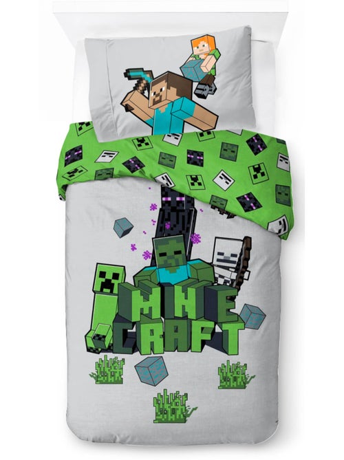 Parure de Lit Enfant Minecraft Explorer, 100% Coton Oeko-Tex, Lit 1 place - Kiabi