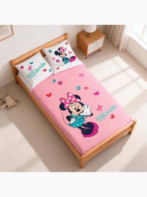 Parure de lit enfant Minnie avec cœurs réversible – 100% coton - Kiabi