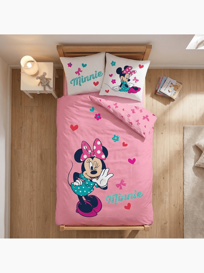 Parure de lit enfant Minnie avec cœurs réversible – 100% coton Rose - Kiabi