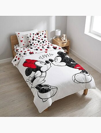 Parure de lit enfant Minnie avec Mickey réversible – 100% coton
