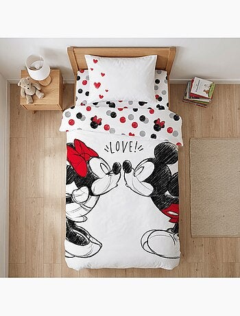 Parure de lit enfant Minnie avec Mickey réversible – 100% coton