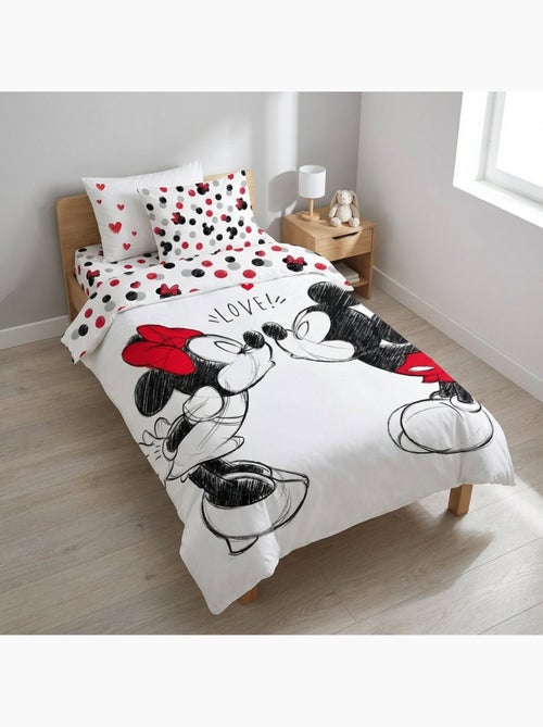 Parure de lit enfant Minnie avec Mickey réversible – 100% coton - Kiabi