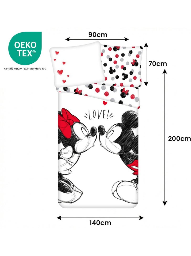 Parure de lit enfant Minnie avec Mickey réversible – 100% coton Blanc - Kiabi
