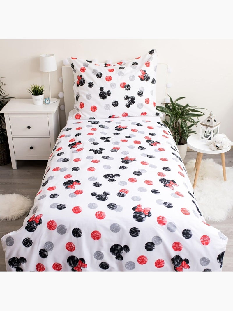Parure de lit enfant Minnie avec Mickey réversible – 100% coton Blanc - Kiabi