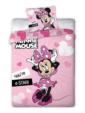 Parure de Lit Enfant Minnie Disney Imprimée Réversible Lit 1 Place, STAR