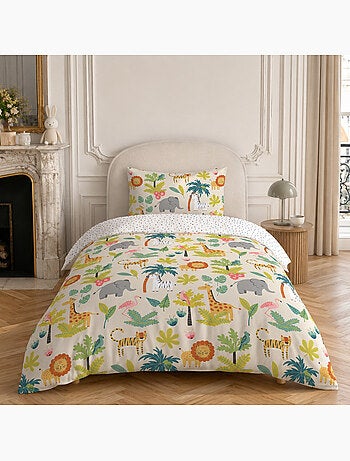Parure de lit enfant motif safari en coton