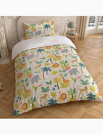 Parure de lit enfant motif safari en coton