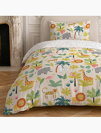Parure de lit enfant motif safari en coton