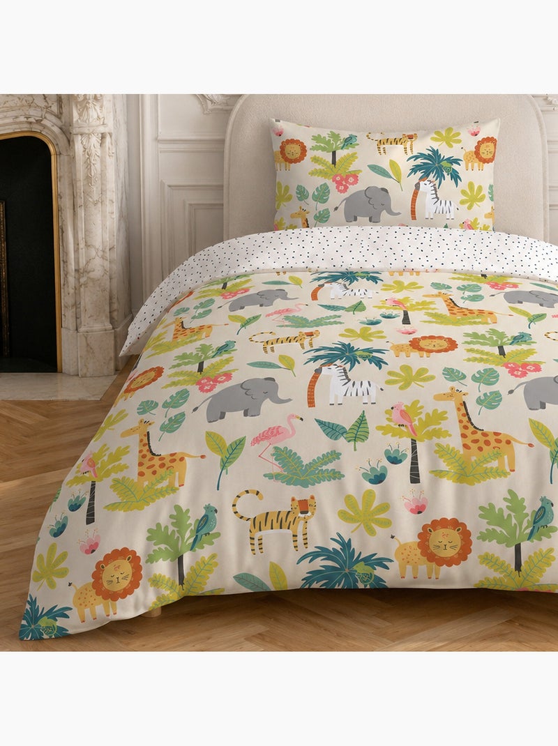 Parure de lit enfant motif safari en coton Multicolore - Kiabi