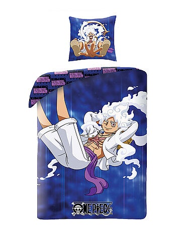 Parure de Lit Enfant One Piece, Imprimée Réversible Lit 1 Place, LUFFY GEAR BLUE