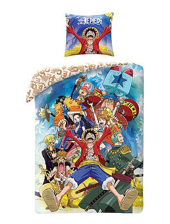 Parure de Lit Enfant One Piece, Microfibre Oeko-Tex, Imprimée Réversible, Lit 1 place, TRESOR