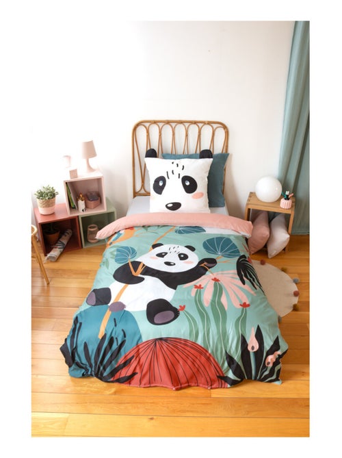 Parure de lit enfant Panda – 140x200 cm + 1 taie – Coton imprimé - Kiabi