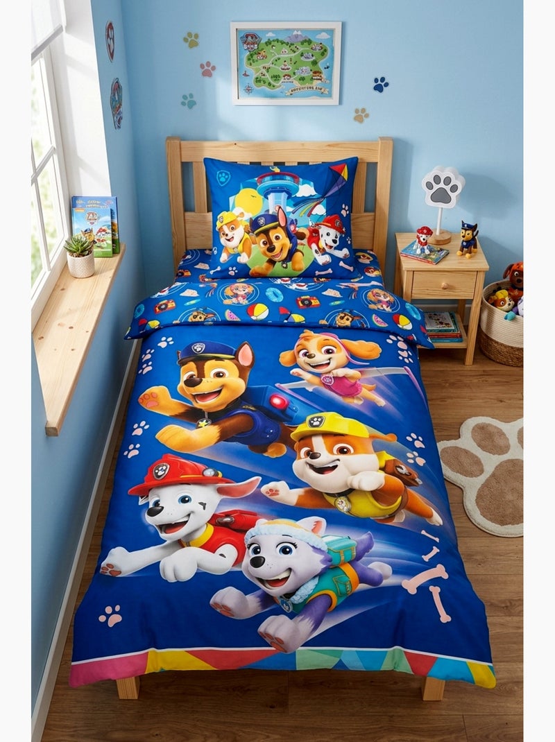 Parure de Lit Enfant Pat Patrouille, 100% Coton Oeko-Tex, PUPS Bleu Bleu - Kiabi