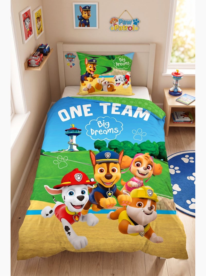 Parure de Lit Enfant Pat Patrouille, Big Dreams, 100% Coton Oeko-Tex, Lit 1 place Bleu Bleu - Kiabi