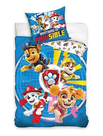 Parure de Lit Enfant Pat Patrouille Polycoton Imprimée Réversible Lit 1 place, CHASE
