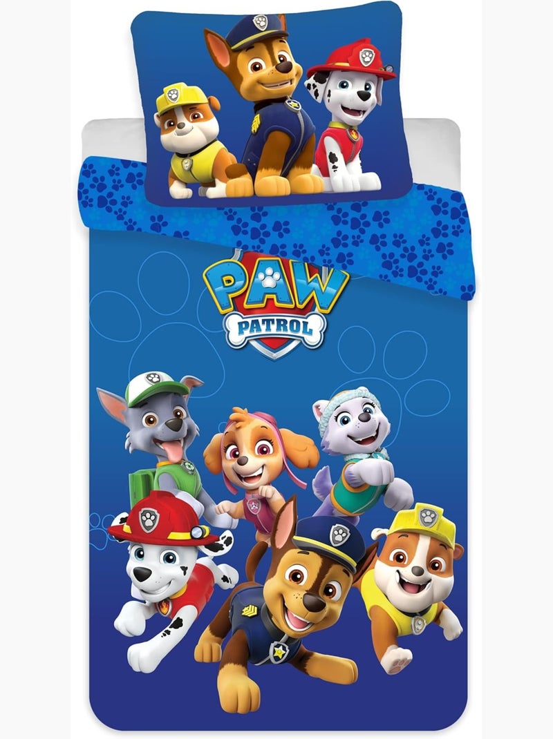 Parure de lit enfant Pat'Patrouille avec Chase, Marcus, Stella et Everest réversible – 100% coton Bleu - Kiabi