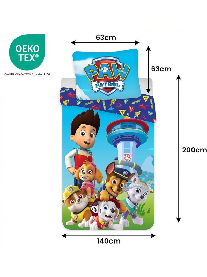 Parure de lit enfant Pat'Patrouille avec Chase, Stella, Marcus et Ruben réversible – coton Bleu - Kiabi
