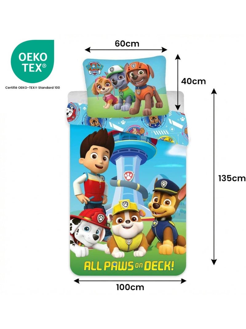 Parure de lit enfant Pat'Patrouille avec Ryder, Chase, Marcus et Ruben – 100% coton Bleu - Kiabi