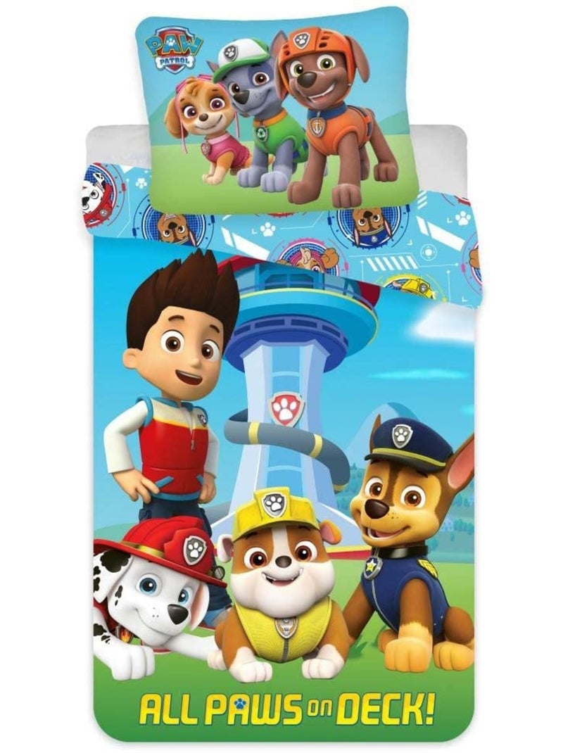 Parure de lit enfant Pat'Patrouille avec Ryder, Chase, Marcus et Ruben – 100% coton Bleu - Kiabi