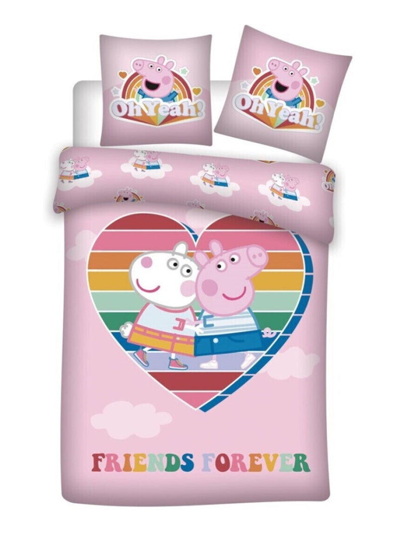 Parure de Lit Enfant Peppa Pig Imprimée Réversible Lit 1 Place, PINK Rose - Kiabi