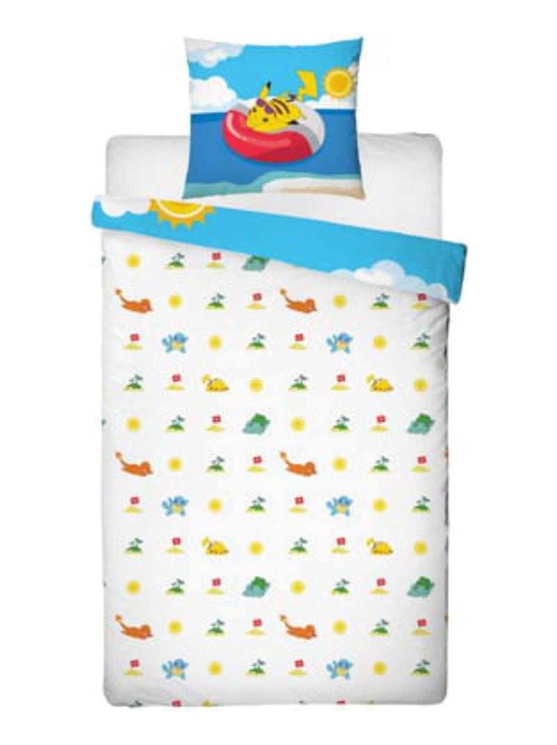 Parure de Lit Enfant Pikachu à la Plage Bleu - Kiabi