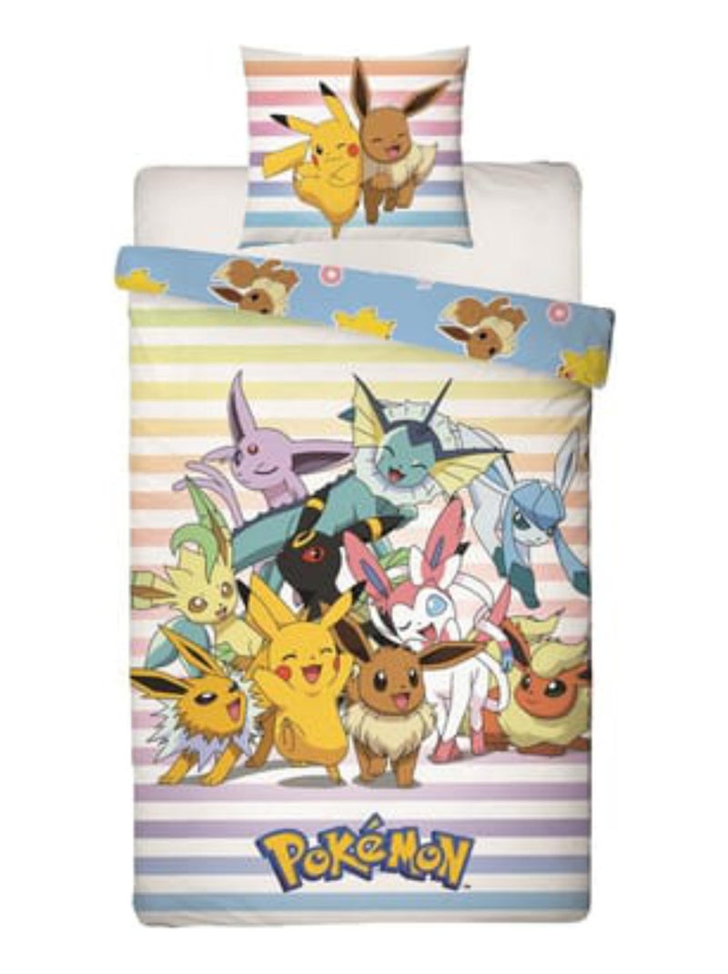 Parure de Lit Enfant Pikachu et Evoli Bleu - Kiabi