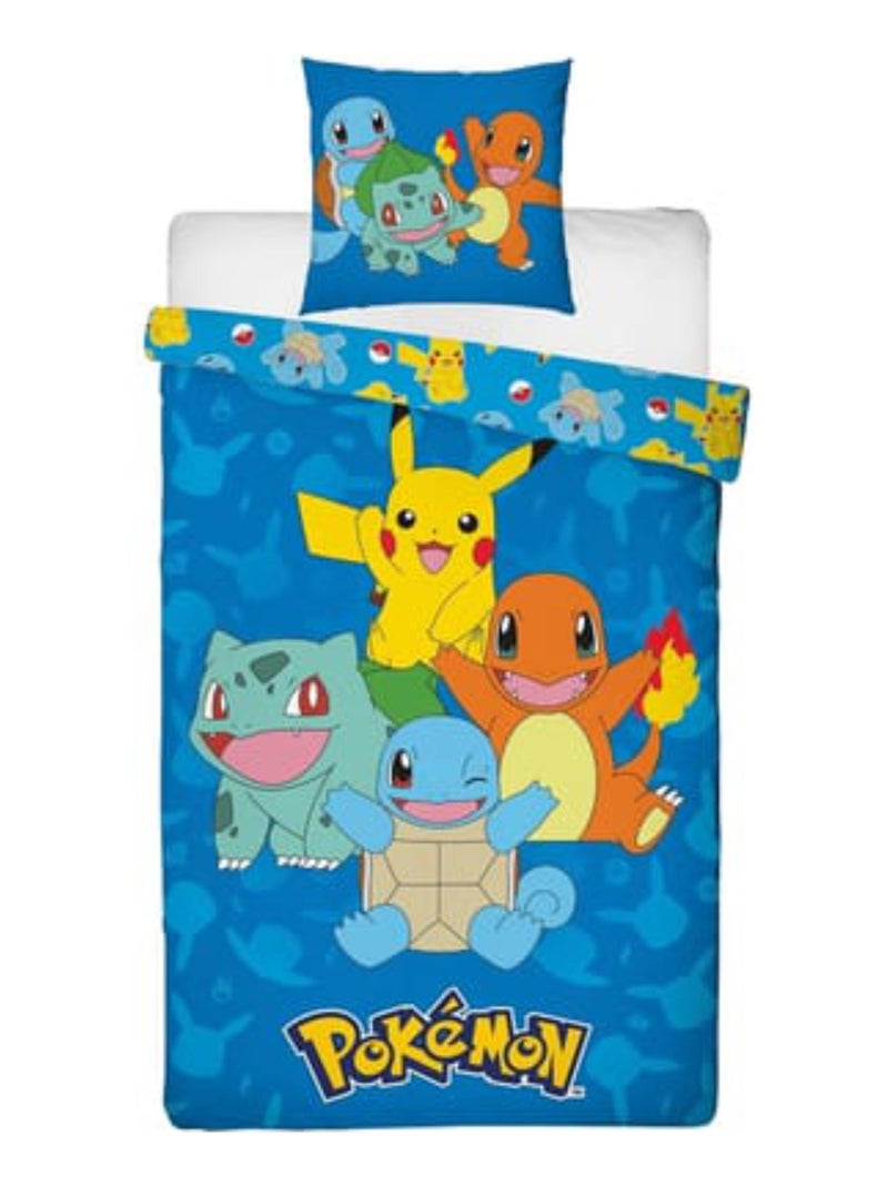 Parure de Lit Enfant Pikachu, Salamèche et Carapuce Bleu - Kiabi
