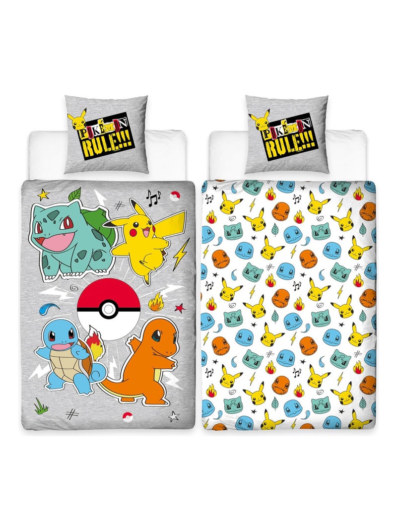 Parure de Lit Enfant Pikachu Starters Gris - Kiabi