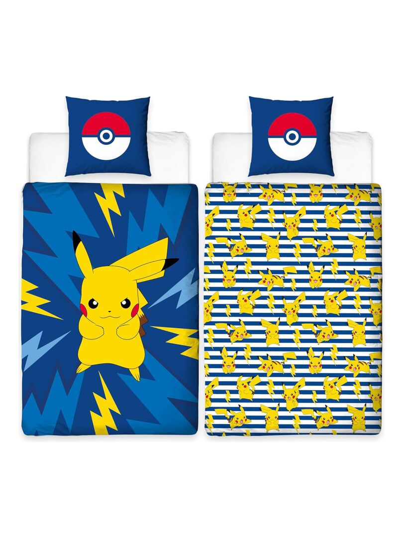 Parure de lit enfant pikachu voltage bleu Pokemon