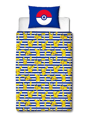 Parure de Lit Enfant Pokémon, Microfibre Oeko-Tex, Imprimée Réversible, Lit 1 place, ELECTRIQUE