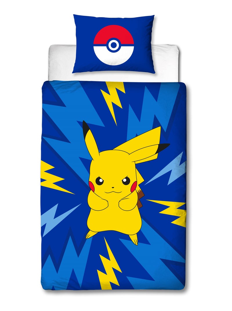 Parure de Lit Enfant Pokémon, Microfibre Oeko-Tex, Imprimée Réversible, Lit 1 place, ELECTRIQUE Bleu - Kiabi