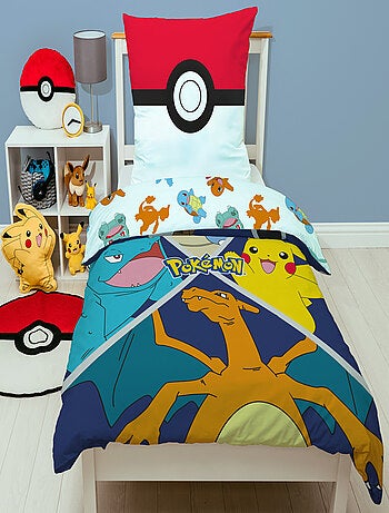 Parure de Lit Enfant Pokémon, Microfibre Oeko-Tex, Imprimée Réversible, Lit 1 place, EVOLUTION