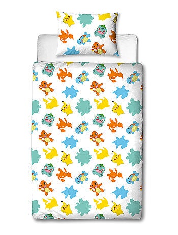 Parure de Lit Enfant Pokémon, Microfibre Oeko-Tex, Imprimée Réversible, Lit 1 place, EVOLUTION