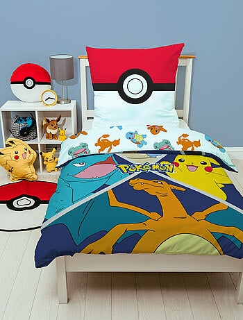 Parure de Lit Enfant Pokémon, Microfibre Oeko-Tex, Imprimée Réversible, Lit 1 place, EVOLUTION