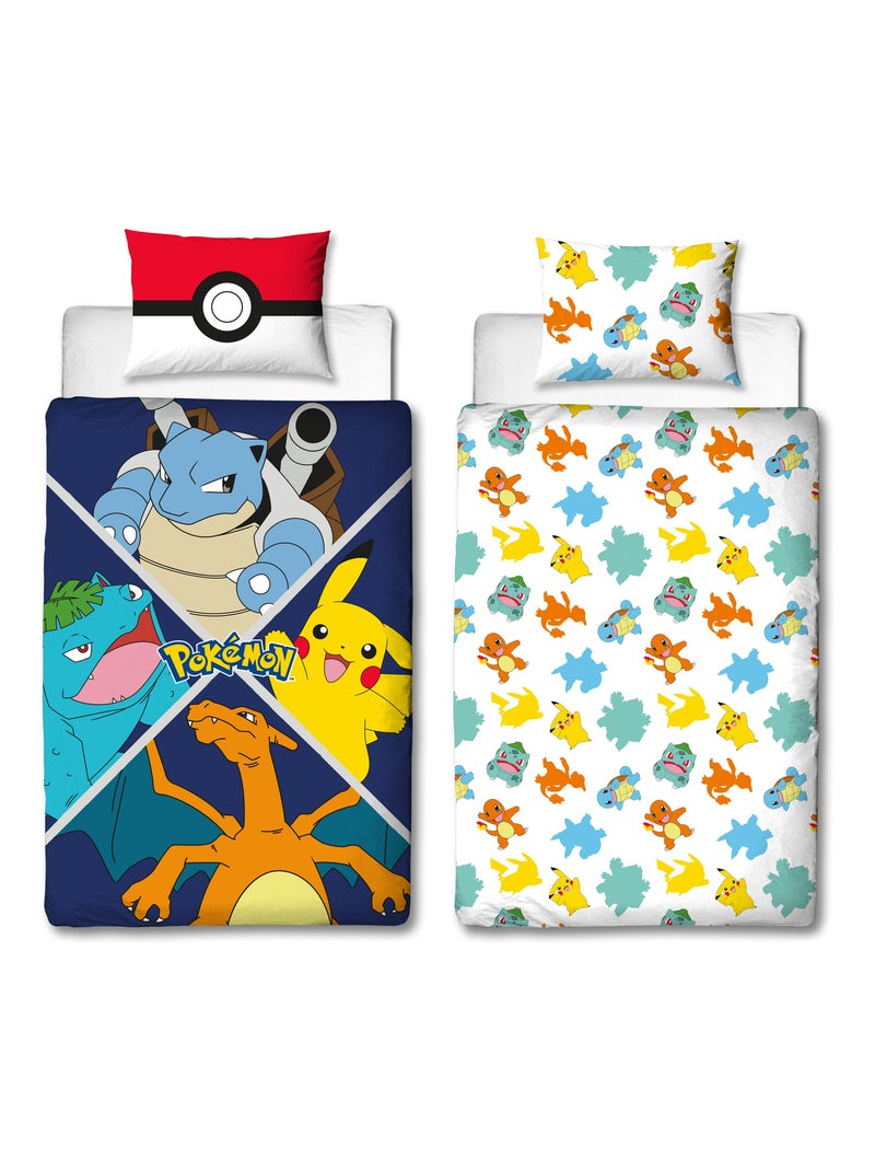 Parure de Lit Enfant Pokémon, Microfibre Oeko-Tex, Imprimée Réversible, Lit 1 place, EVOLUTION Bleu - Kiabi