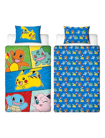Parure de Lit Enfant Pokémon, Microfibre Oeko-Tex, Imprimée Réversible, Lit 1 place, FRIENDS