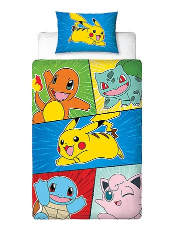 Parure de Lit Enfant Pokémon, Microfibre Oeko-Tex, Imprimée Réversible, Lit 1 place, FRIENDS