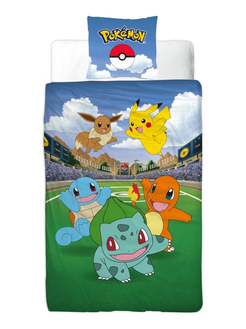 Parure de Lit Enfant Pokémon, Microfibre Oeko-Tex, Imprimée Réversible, Lit 1 place, PIKACHU BATTLE - Kiabi