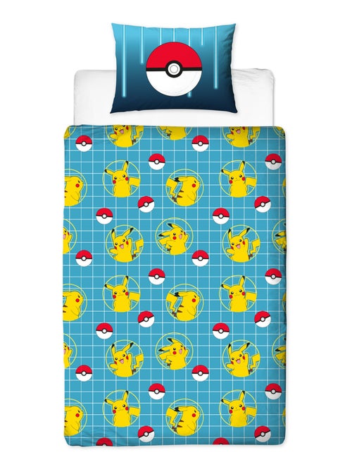 Parure de Lit Enfant Pokémon, Microfibre Oeko-Tex, Imprimée Réversible, Lit 1 place, PIKACHU LASER - Kiabi