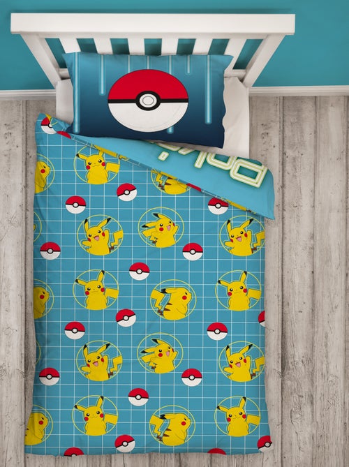 Parure de Lit Enfant Pokémon, Microfibre Oeko-Tex, Imprimée Réversible, Lit 1 place, PIKACHU LASER - Kiabi