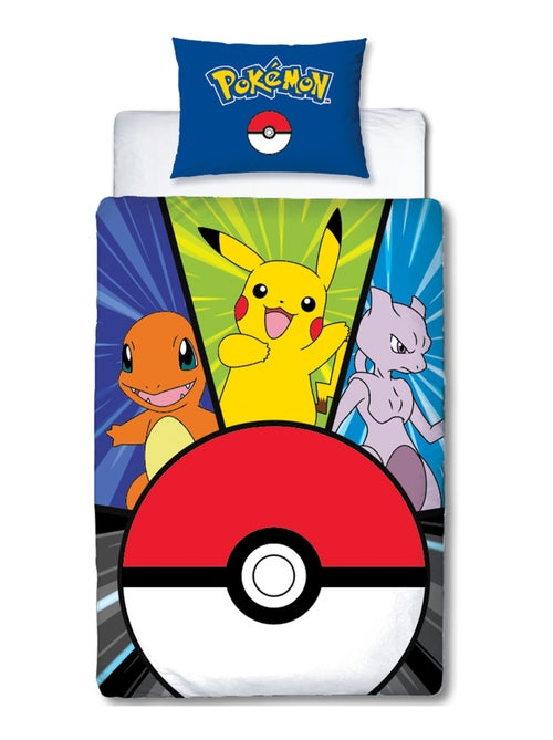 Parure de Lit Enfant Pokémon, Microfibre Oeko-Tex, Imprimée Réversible, Lit 1 place, POKE BALL - Kiabi