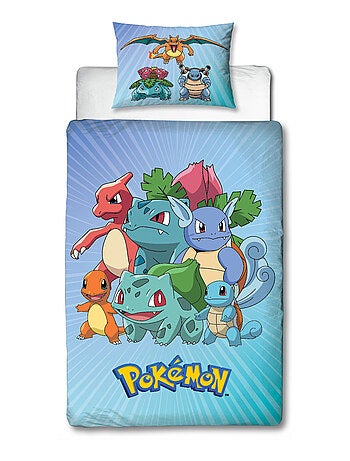 Parure de Lit Enfant Pokémon, Microfibre Oeko-Tex, Imprimée Réversible, Lit 1 place, STARTER