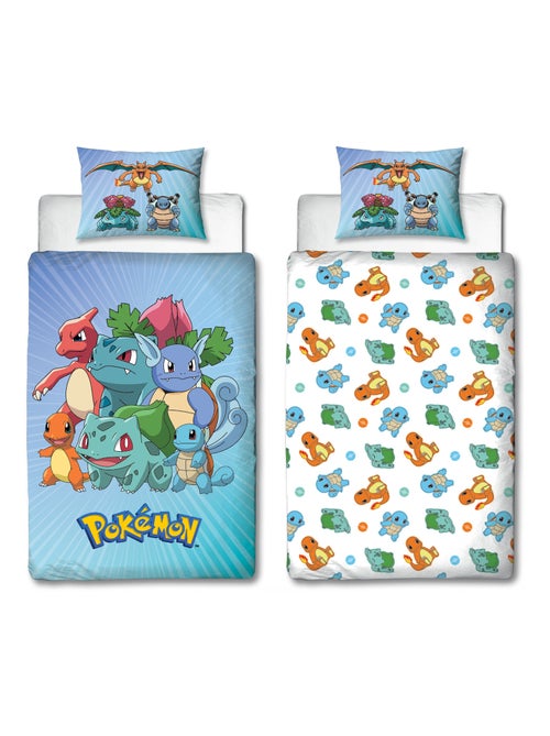 Parure de Lit Enfant Pokémon, Microfibre Oeko-Tex, Imprimée Réversible, Lit 1 place, STARTER - Kiabi