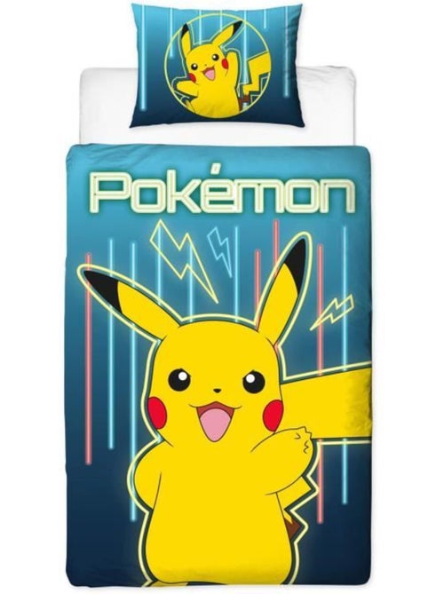 Parure de Lit Enfant Pok?mon, Microfibre Oeko-Tex, Imprim?e R?versible, Lit 1 place, PIKACHU LASER - Kiabi Parure de Lit Enfant Pok?mon, Microfibre Oeko-Tex, Imprim?e R?versible, Lit 1 place, PIKACHU LASER - Kiabi