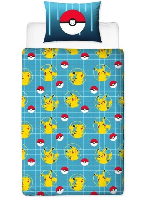 Parure de Lit Enfant Pok?mon, Microfibre Oeko-Tex, Imprim?e R?versible, Lit 1 place, PIKACHU LASER - Kiabi Parure de Lit Enfant Pok?mon, Microfibre Oeko-Tex, Imprim?e R?versible, Lit 1 place, PIKACHU LASER - Kiabi