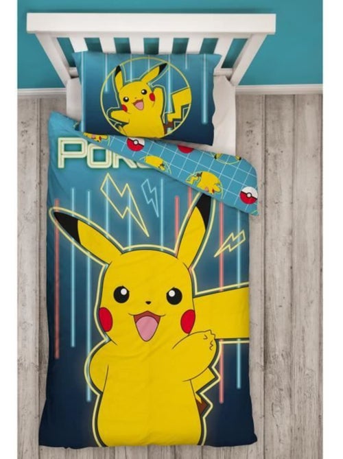 Parure de Lit Enfant Pok?mon, Microfibre Oeko-Tex, Imprim?e R?versible, Lit 1 place, PIKACHU LASER - Kiabi Parure de Lit Enfant Pok?mon, Microfibre Oeko-Tex, Imprim?e R?versible, Lit 1 place, PIKACHU LASER - Kiabi