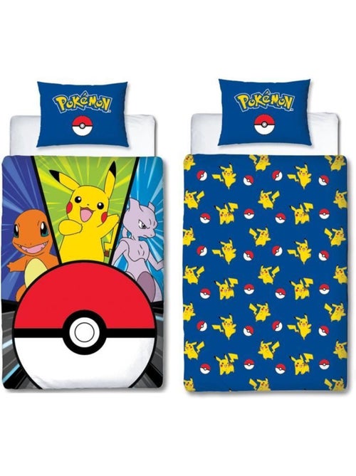 Parure de Lit Enfant Pok?mon, Microfibre Oeko-Tex, Imprim?e R?versible, Lit 1 place, POKE BALL - Kiabi Parure de Lit Enfant Pok?mon, Microfibre Oeko-Tex, Imprim?e R?versible, Lit 1 place, POKE BALL - Kiabi