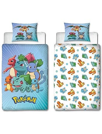 Parure de Lit Enfant Pok?mon, Microfibre Oeko-Tex, Imprim?e R?versible, Lit 1 place, STARTER