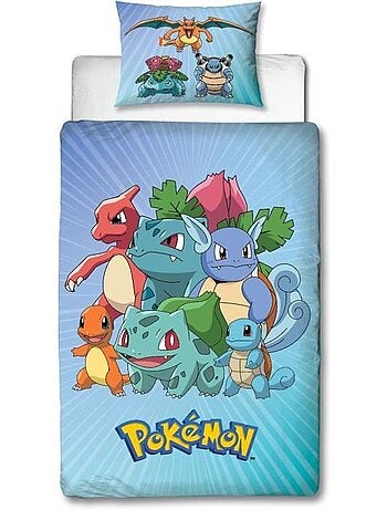 Parure de Lit Enfant Pok?mon, Microfibre Oeko-Tex, Imprim?e R?versible, Lit 1 place, STARTER