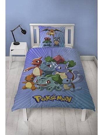 Parure de Lit Enfant Pok?mon, Microfibre Oeko-Tex, Imprim?e R?versible, Lit 1 place, STARTER